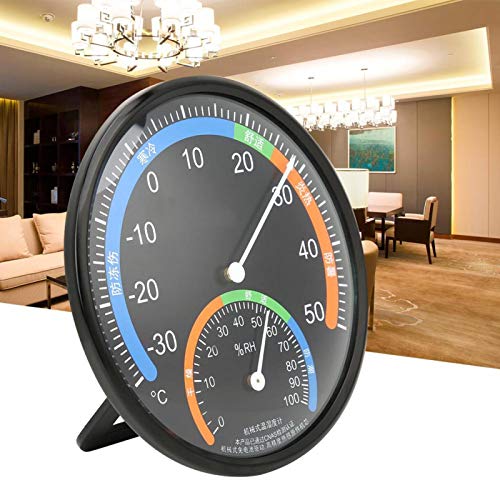 Househeld Thermometer Thermometer Hygrometer Round Thermometer Highly Transparent Curved Glass For Offices(Th101 Black) #TOP4