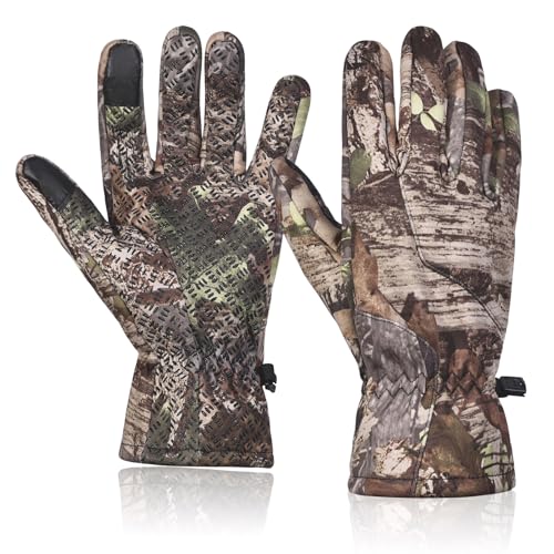 EAmber Camouflage Hunting Gloves Camo Touch Screen Warm Gloves with Fleece Pro Anti-Slip Lightweight Archery Accessories Hunting Outdoors