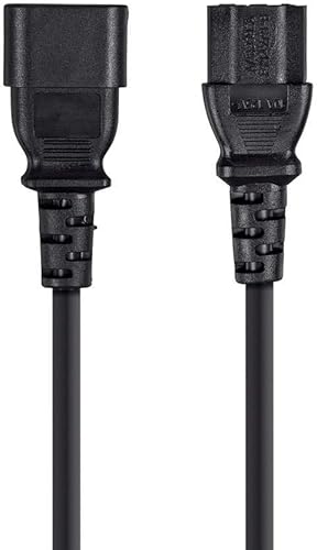 Miniatura 2 de Monoprice Cable de extensión de 3 clavijas, IEC 60320 C14 a IEC 60320 C13, 10 amperios, 125 voltios, 18 AWG, 1.5 pies, color negro
