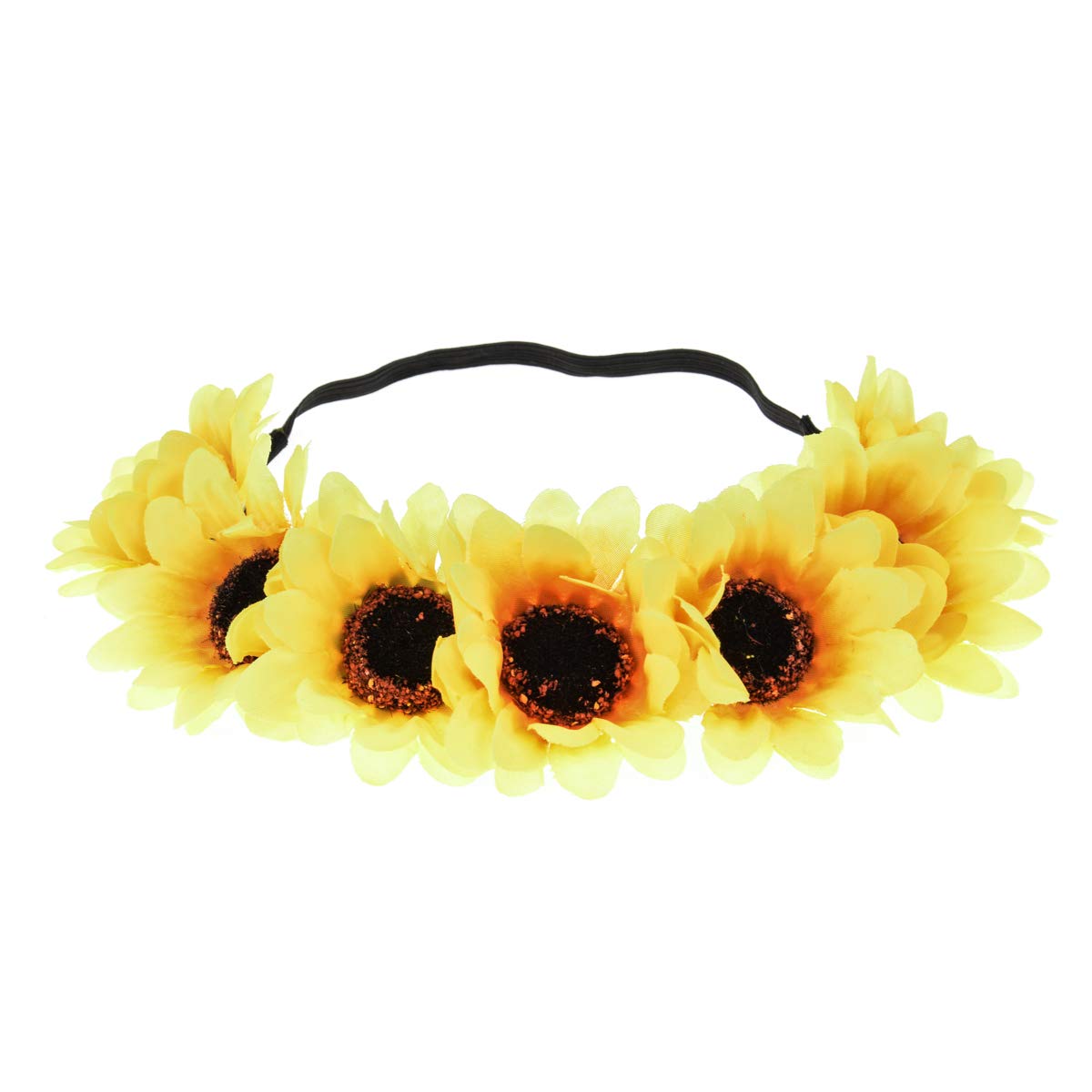 Floral Fall Boho Sunflower Crown Hippies Daisy Hair Wreath Bridal Headpiece Photo Props DY-01 (White) : Beauty