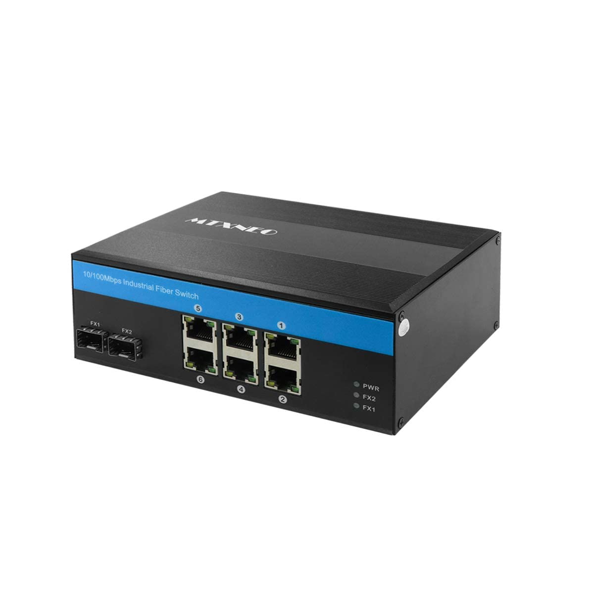 Conmutador de red Gigabit Ethernet de 8 puertos de montaje en rail industrial, 2 puertos SFP y 6 puertos RJ45