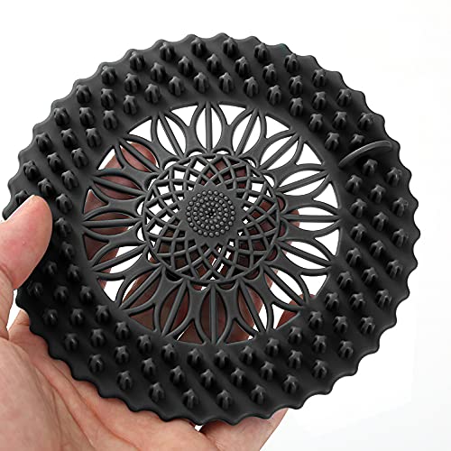 Colador para drenaje atrapa cabello de silicona negro 2 piezas miniatura 6