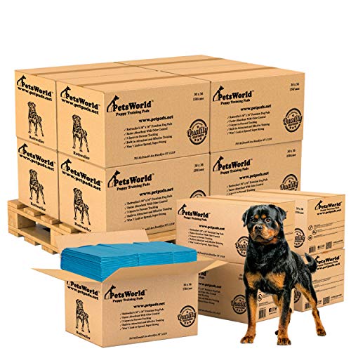 Image of PetsWorld XL Dog Pee Pads 30 inchx36 inch, 1,800-Count - Heavy Duty, Leak-Proof Potty Training Pads for Puppies & Large Dogs, Super Absorbent, Quick-Dry Disposable Pads with Odor Control