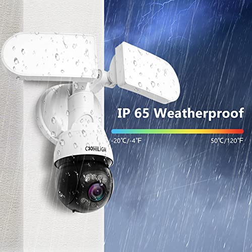 Coohiligh Security Floodlight Camera,5Mp, Wired Flood Light Camera Outdoor With Motion Sensor Cam.1600 Lumens, Color Night Vision, 2-Way Talk,Ip65 Waterproof,Siren Alarm. #TOP6