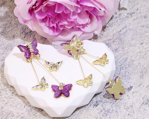 Butterfly Earrings 1 Pair Crystal Long Tassel Butterfly Dangle Drop Earrings Jewelry Set for Women3