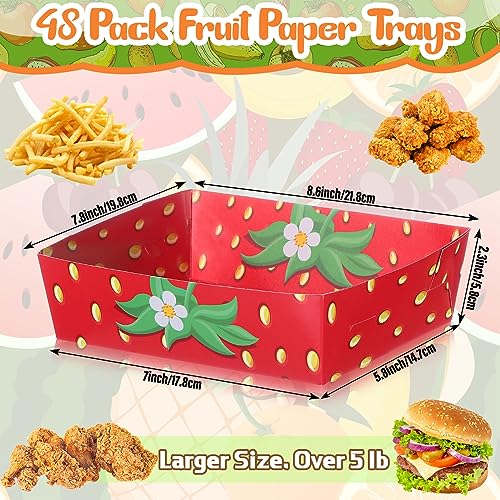 Tioncy 48 Pack Fruit Paper Trays Summer Fruit Print 5 Lb Disposable Serving Trays for Burger Fries, Hot Dog Taco BBQ Popcorn for Themed Birthday, Baby Shower, Tutti Frutti Party Supplies by Tioncy - Image 3