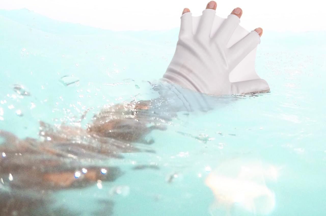 Baluue 2Pcs Swimming Gloves, Aquatic Swimming Webbed Gloves, Water Training Hand Webbed for Men Women Adult Water Resistance