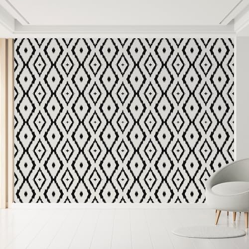 MUDECOR Wall Mural Classic Diamond Pattern Bold Black and White