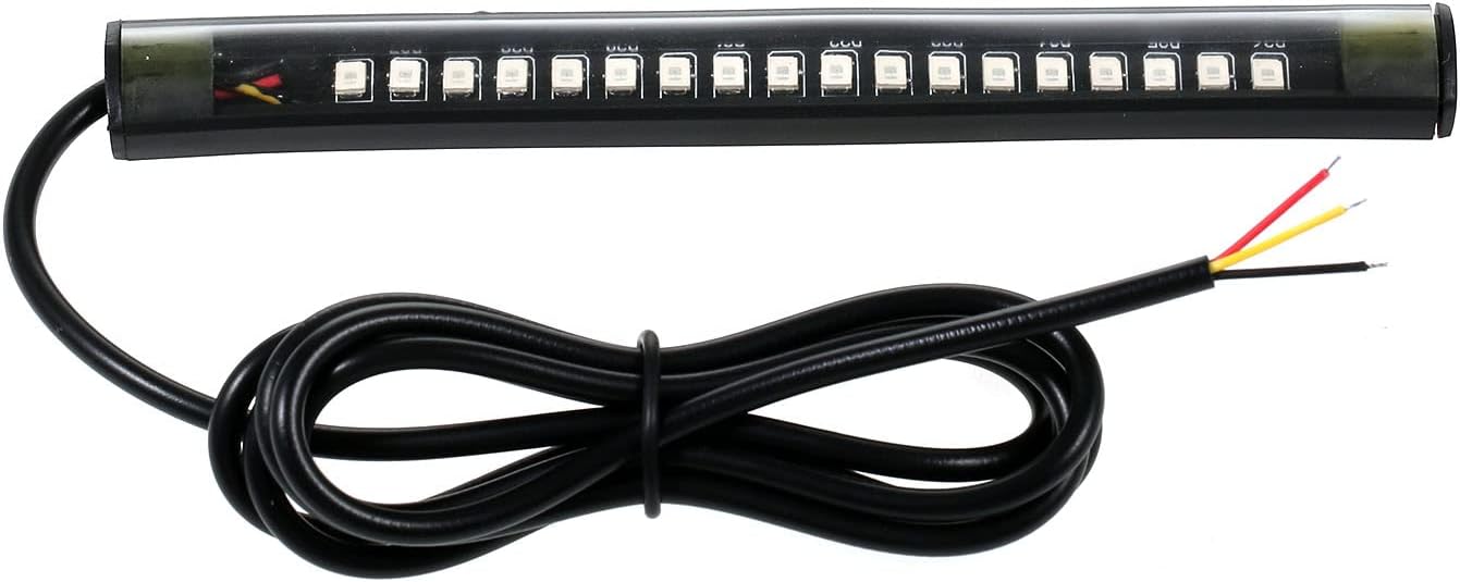 12V 1Pcs Universal 18 LED Light Strip, Motorcycle Turn Signal Lights, Tail Trailer Brake Stop Light Flexible LED License Plate Lights
