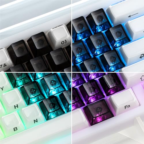 Image of XVX Blank Crystal Transparent Keycaps, PC Material Custom DIY Sweet Heart Keyboard Caps, Backlit Black Candy Keycap Cherry Profile for MX Switches Mechanical Keyboard (21pcs)
