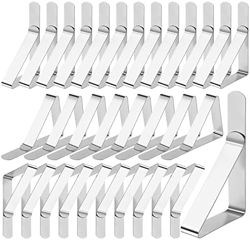 PAXCOO Table Cloth Clips, 30 Pieces Stainless Steel Table Cover Clamps for Indoor & Outdoor Tables Use, Adjustable Table Cloth Holders for Picnics, Parties, Weddings, Dinners, Schools