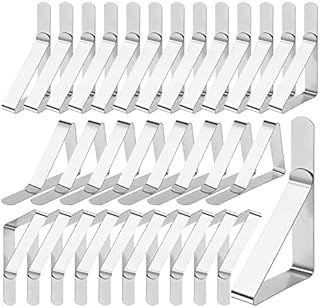PAXCOO Table Cloth Clips, 30 Pieces Stainless Steel Table Cover Clamps for Indoor & Outdoor Tables Use, Adjustable Table Cloth Holders for Picnics, Parties, Weddings, Dinners, Schools
