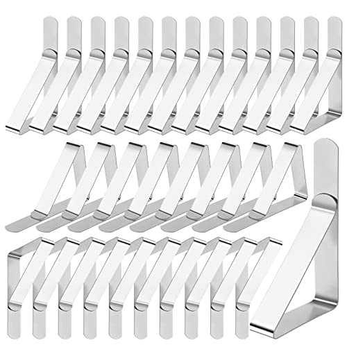 Table Cloth Clips 30 Pieces Stainless Steel Table Cover Clamps for Indoor & Outdoor Tables Use Adjustable Table Cloth Holders for Picnics Parties Weddings Dinners Schools