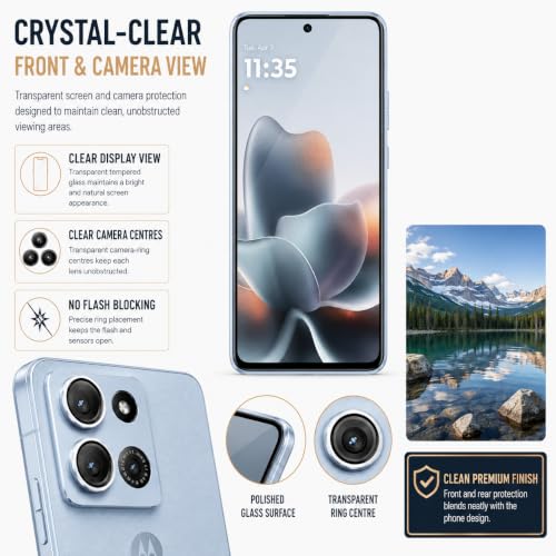 Image of ArmourPro Edge to Edge Tempered Glass for Motorola Edge 70 Max with Silver Camera Ring Guard, 9H Screen Protector, Anti-Scratch, Anti-Fingerprint, Bubble-Free Installation Kit