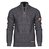 Bench Mens 1/4 Zip Jumper Fleece Lined Warm Winter Pullover Funnel Neck Premium Quarter Zip Sweater Knitwear Blue Marl L