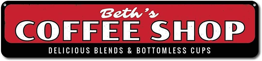 Road Street Sign Aluminum Metal Plaque Rustic Tin Sign Vintage Metal Vintage Tin Sign Yummy Mix and Bottomless Mug Coffee Shop Garage Sign Wall Decor Road Street Sign 16x6 Inch