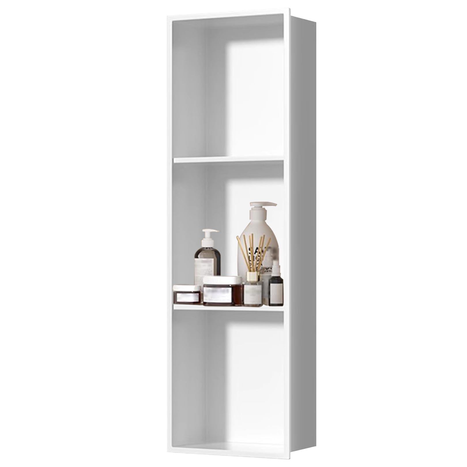 Niche de douche acier inoxydable blanc haut de gamme design épuré et durable pour douche italienne