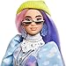 Barbie Extra Doll & Accessories with Shimmery Look, Pink & Purple Fantasy Hair & Neon Beanie with Pet Puppy