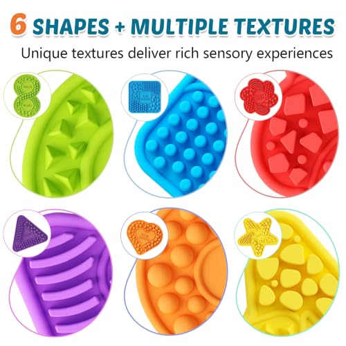 6 Pack Textured Silicone Sensory Stickers,Calming Quiet Fidget Toy with Guided Breathing Shapes,Anxiety Relief Adhesive Desk Strips for Autism & ADHD,Soft-Touch Stress Relief for Classroom,Home,Office - Image 2