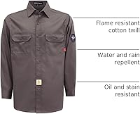 Vista 93 de BOCOMAL FR Shirts 6.25oz Camisas de soldadura ligeras Camiseta ignífuga para hombre ignífuga Gris