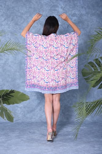 Rastogi Handicrafts 100% Cotton Hand Block Print Kaftan Women’s Apparel Fabric Print Swimsuit Cover-up Beach Kaftan 17 Multicolor4