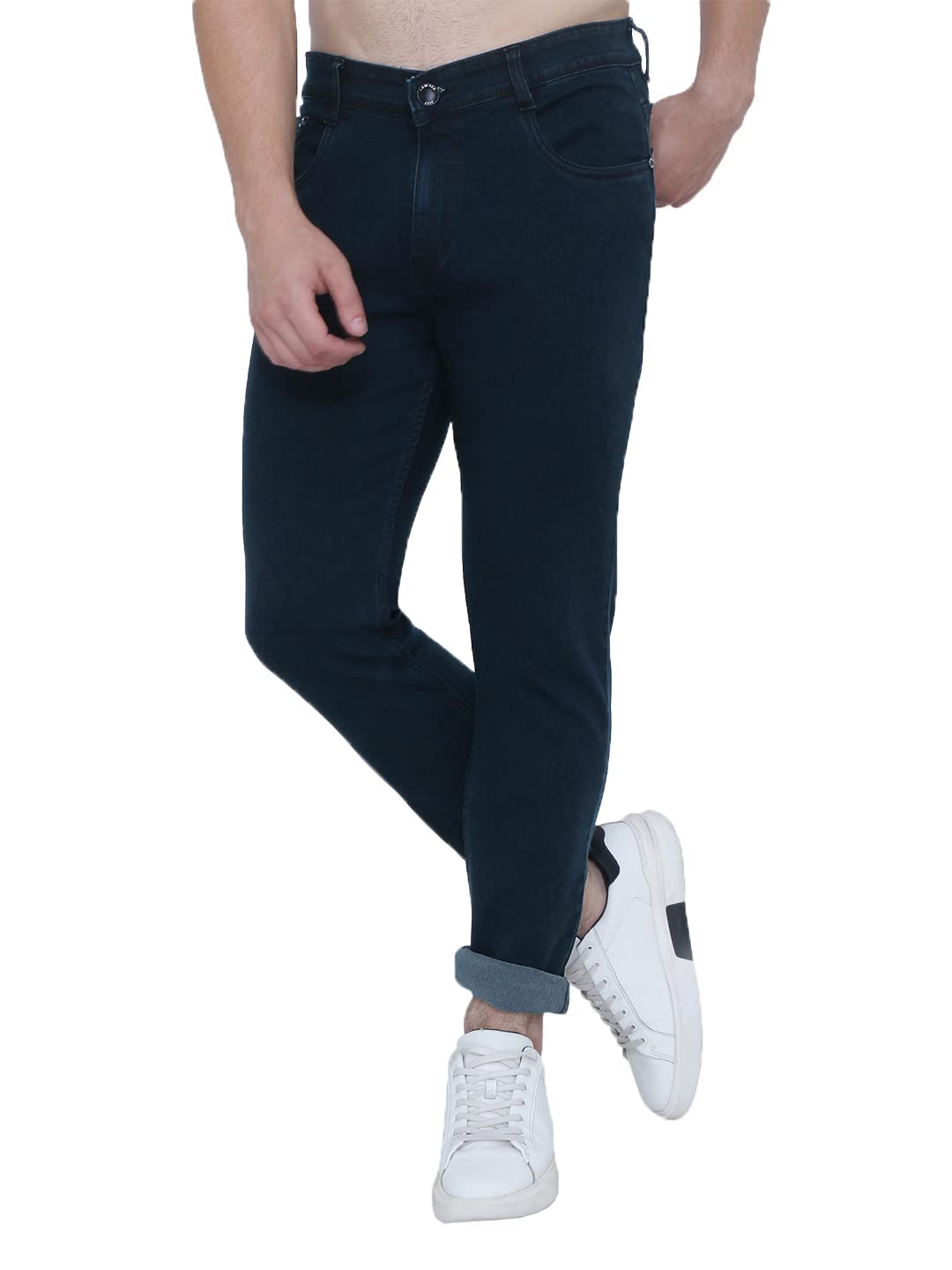 Awack Strechable Denim Washed Regular Fit Mid Waist Medium Weight Stretchable Denim Jeans Pant for Men