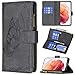 Produktbild Hancda Hülle für Samsung Galaxy S21, Handyhülle Tasche Leder Case mit Kartenfach Geldfach Geldbörse Brieftasche Schmetterling Cover Klappbar Magnet Flip Handytasche für Samsung Galaxy S21,Schwarz