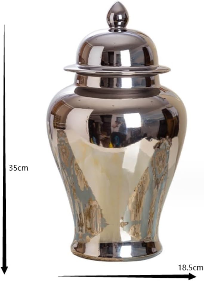 Food Storage Jar,Decorative Jar Ginger Jar Vase Decor Ceramic Vases Ginger Jars with Lid for Home Decor,Dried Flower Vases Tradition Chinese Porcelain Ginger Jars Storage,A-18.5 * 35Cm