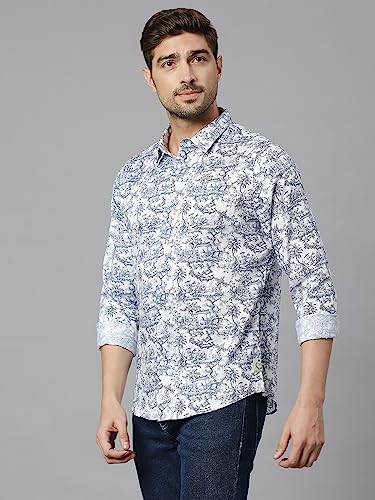 Image of Thomas Scott Men's | Printed | Full Sleeve | Slim Fit | 100% Cotton | Spread Collar | Casual Shirt