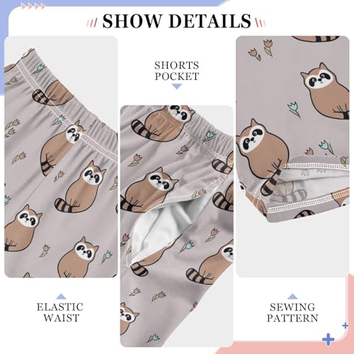 ZZXXB Cartoon Raccoon Boys Long Pants Soft Trousers Elastic Waist Kids Lounge Bottoms with Pockets S-XL4
