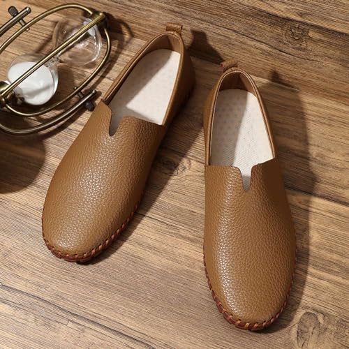 Image of Men's Genuine Leather Loafer Shoes Slip On Soft Walking Driving Shoes