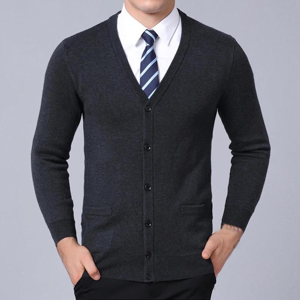 Men's Sweater Cardigan V Neck Slim Fit Jumpers Knitwear Winter Casual Top