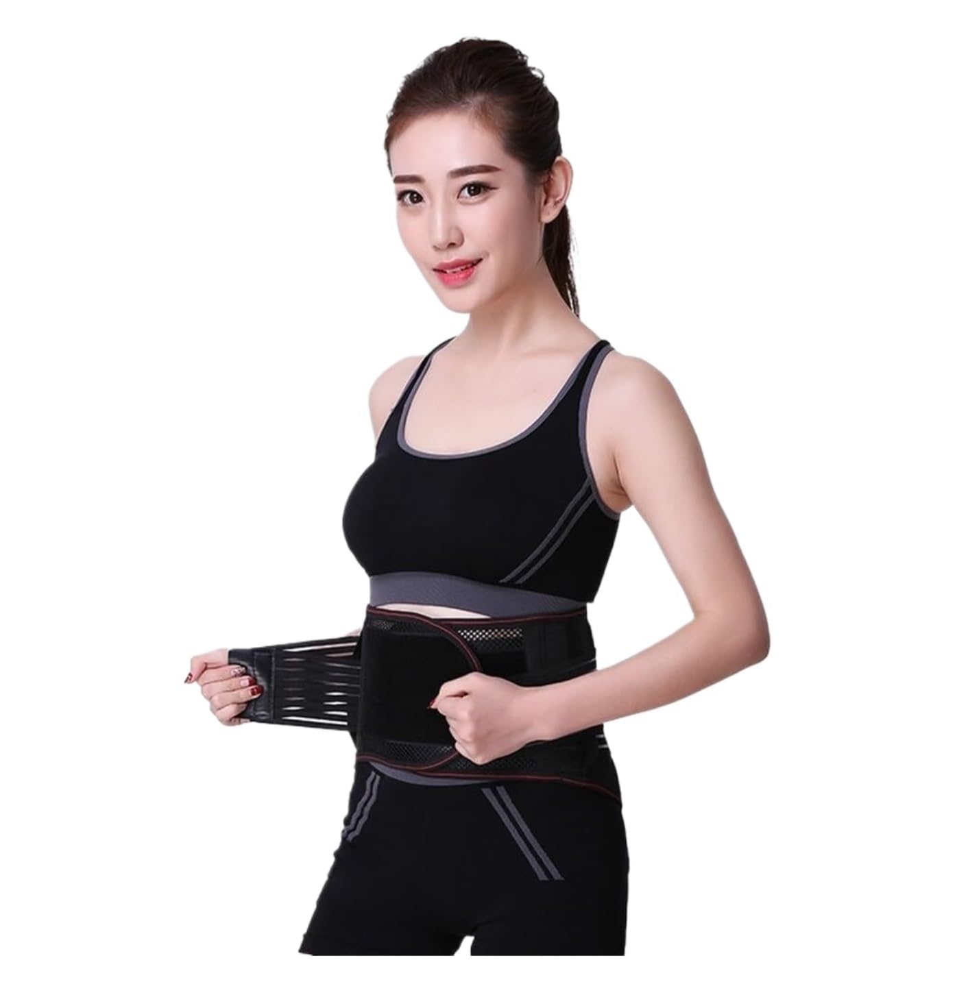 Faja Lumbar Corrector De Postura De Cintura Y Espalda Transpirable Ajustable con 3 Almohadillas Extraíbles Cinturón Apoyo Lumbar(Large)