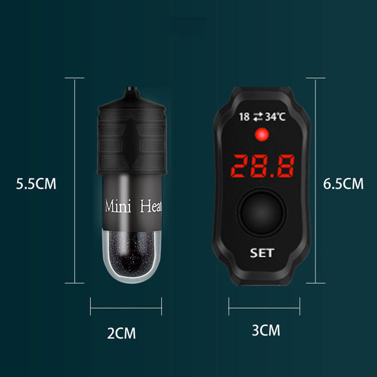 Calentador de Acuario Subacuático Termostato Digital Control Inteligente con Protección Apagado Automático Varilla para Acuarios Agua Dulce PEC, 10W, Individual