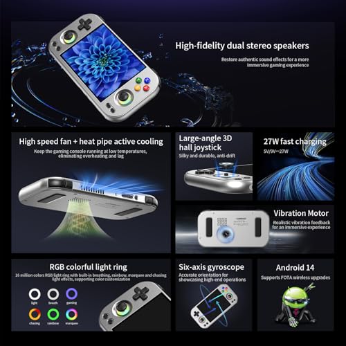 Image of Anbernic RG477M Retro Handheld Game Console , 4.7 Inch Touch Screen Aluminum Alloy CNC Android 14 System Support WiFi 6E Bluetooth 5.3 Dimensity 8300 Processor 8+128GB(Silver Blade)