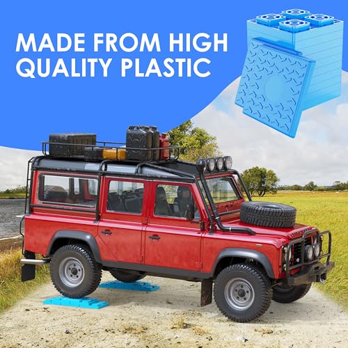 Image of CircleRoad Heavy Duty RV Leveling Blocks 12 Pack, Interlocking Design Camper Leveling Blocks with Packing Bag, Ideal for Leveling Single and Dual Wheels (Blue)