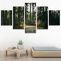 SIGNWIN 5 Panel Canvas Wall Art Rustic Woods for Home Decorations Ready to Hang - 60