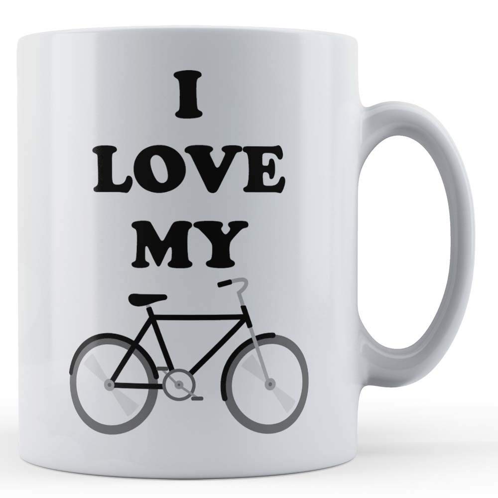 Funny Mug Cycling Cyclist Biking Bicycle I Love My Bike Gift Mug Ceramic 11fl.oz. Amazon Home Kitchen