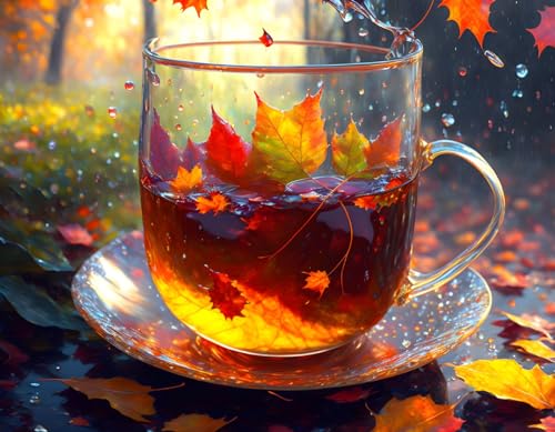 Feuilles colorées d'automne dans une tasse pour créer un salon cocooning et chaleureux