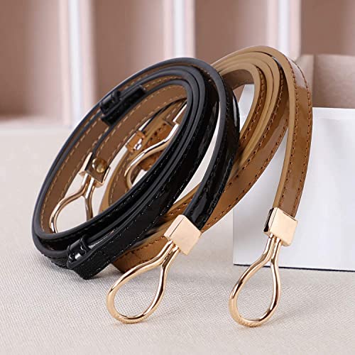 Image of JASGOOD Leather Skinny Belts for Women Plus Size Ladies Thin Waist Belts Adjustable for Jeans Pants Dresses with Gold Buckle