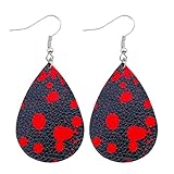 Pendientes de calavera araña bruja teardrop pendientes de piel 1 par de fondo negro + rojo mancha de sangre pendientes de diseño muy atractivo