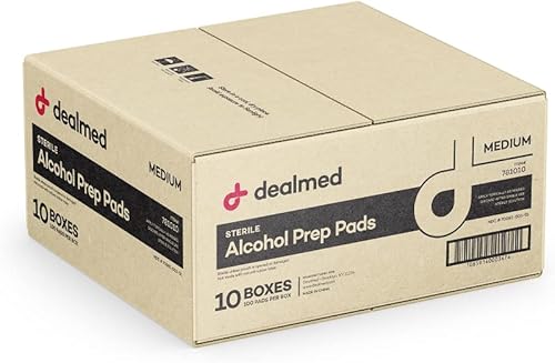 Vista 25 de Dealmed 200 almohadillas estériles de alcohol isopropílico envueltas individualmente, cuadrado mediano, 2 capas para cortes, rasguños y limpieza