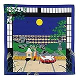 [小風呂敷]【三毛猫みけのゆめ日記 (みけとお月様)】日本製・綿100%・縦50cm 横50cm 「 F9」
