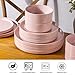 AmorArc Ceramic Dinnerware Set for 4 | Speckled Stoneware Plates and Bowls with unglazed terracotta | Scratch Resistant, Dishwasher & Microwave Safe Dishes Sets- 12-Pcs Pink
