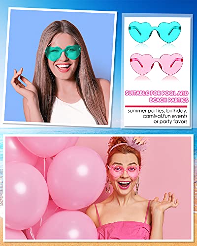 8 Pairs Rimless Sunglasses Heart Shaped Frameless Glasses Trendy Transparent Candy Color Eyewear For Party Favor(Assorted Colors) #TOP5