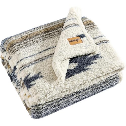 Wrangler - Sherpa Reverse Throw Blanket for Bed or Couch, 50 x 60 - image 1