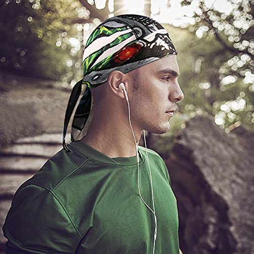 Sweat Wicking Dew Skull Cap Beanie Quick Dry Adjustable Stretch Head Scarf Bandana Head Wrap Perfect For Running Motor Cycling Biking Football Men Women (Black) #TOP1