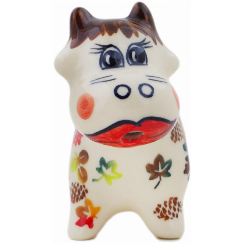 Authentic Polish Pottery Cow Shaped Creamer Signature UNIKAT in Autumn Wind Design Handmade in Boles?awiec Poland by Ceramika Dalia + Certificate of Authenticity