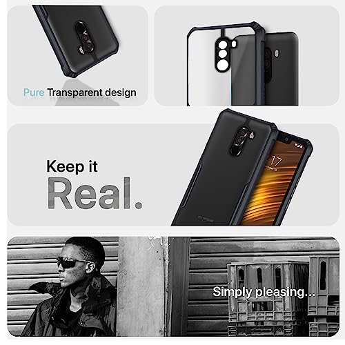 Image of Pikkme Mi Poco F1 Back Cover Crystal Clear Transparent Back Ultra Hyrbid Full Camera Protection Raised Edge with 360 Degree Protection Bumper Back Case for Mi Poco F1 (Plastic, Black)
