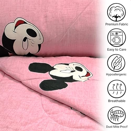 Image of MORADO Glace Cotton AC Comforter /Blanket /Quilt for Single Bed | Soft & Breathable Lightweight AC Quilt | Reversible All Season Bedding Comforter |Size 60x90 Inches,Pink & Micky,Single